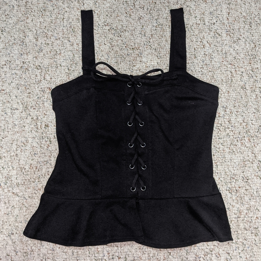 Black lace up tank